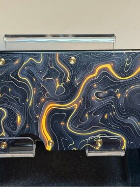 MINIMALIST TOPOGRAPHIC (HEAT) EMBER SLIM WALLET  w/GOLD PVD SCREWS